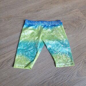 Baby Beri Girls Leggings 12M Blue Green Mermaid Scale Metallic Ombre Sparkle